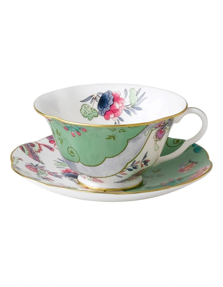 Wedgwood Butterfly Bloom Teacup & Saucer Set Green 3 Wedgwood Butterfly Bloom Teacup & Saucer Set Green