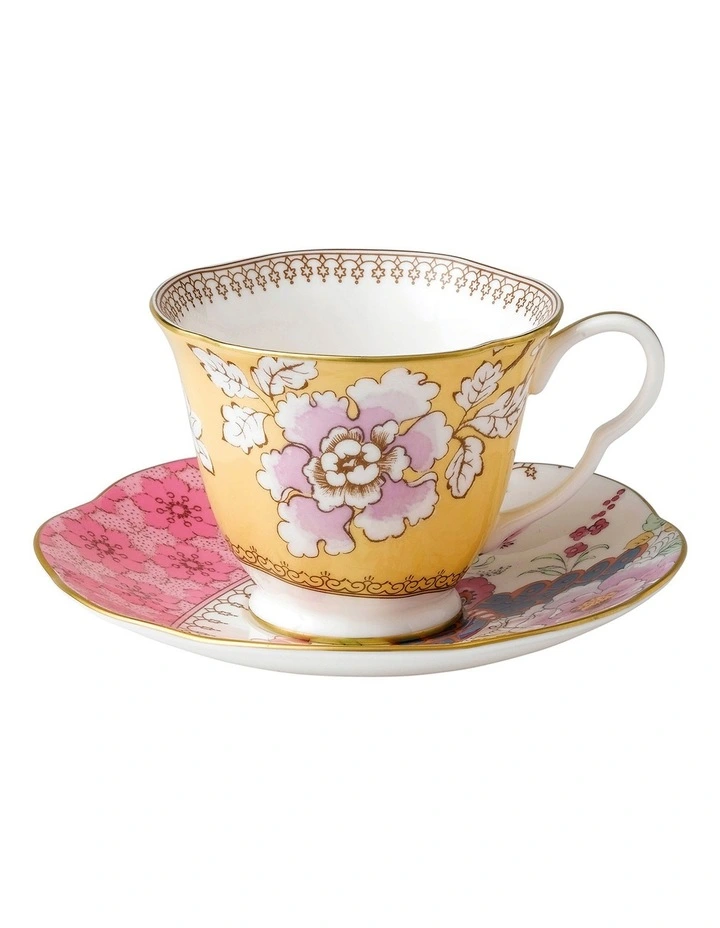 Wedgwood Butterfly Bloom Teacup & Saucer Set Yellow 3 Wedgwood Butterfly Bloom Teacup & Saucer Set Yellow