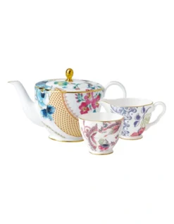 Wedgwood Butterfly Bloom Teapot Sugar & Creamer
