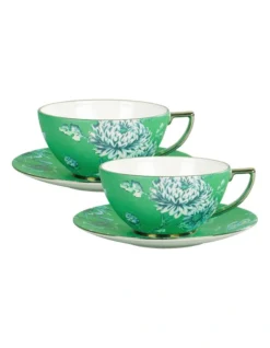 Wedgwood Jasper Conran Teacup & Saucer Set Of 2 Green