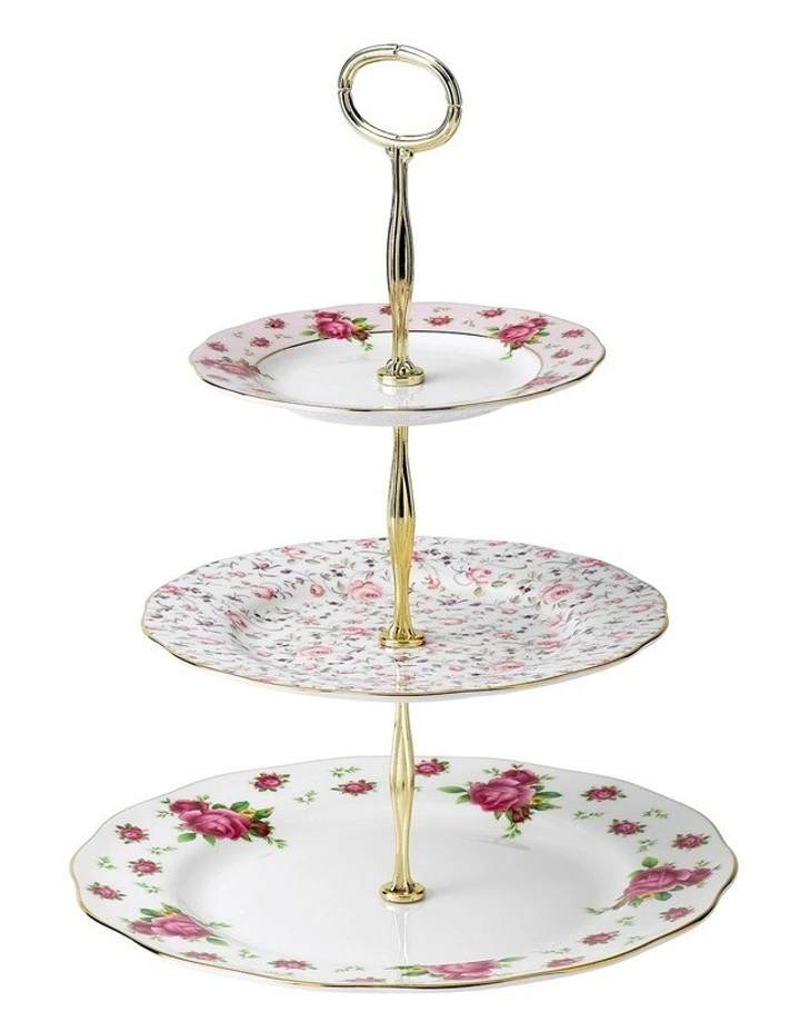 New Country Roses 3 Tier Cake Stand White 3 New Country Roses 3 Tier Cake Stand White