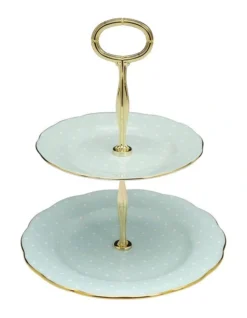 Polka Rose 2 Tier Cake Stand Green