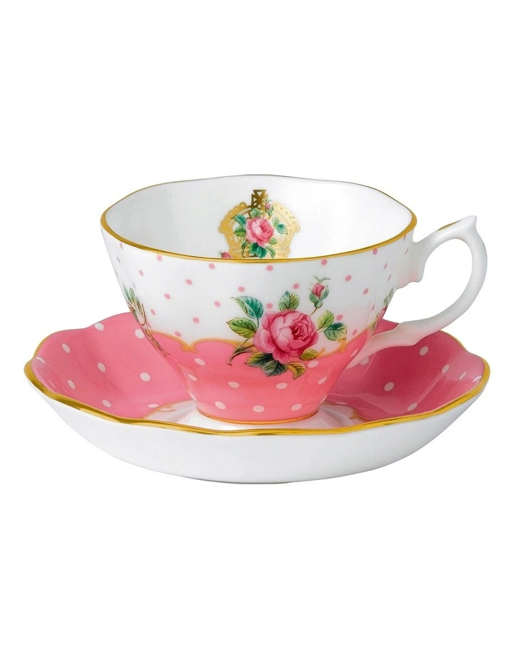 Cheeky Pink Teacup & Saucer White 3 Cheeky Pink Teacup & Saucer White