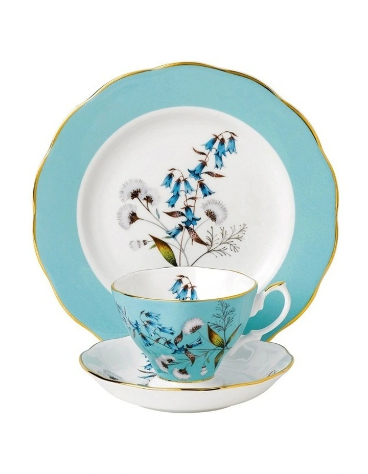 Festival 1950 Teacup Saucer & Plate White/Blue 3 Festival 1950 Teacup Saucer & Plate White/Blue