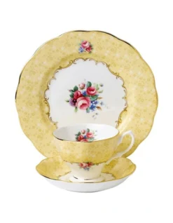 Bouquet 1990 Teacup Saucer & Plate Yellow