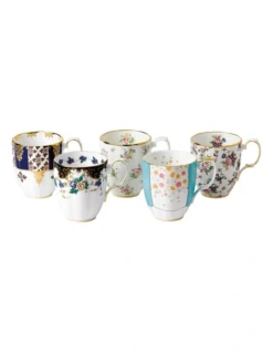 100 Years (1900-40S) Set Of 5 Mugs Multicolour