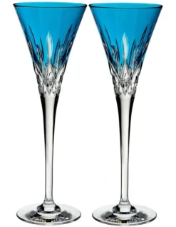 Waterford Lismore Pops Aqua Set Of 2 Flute