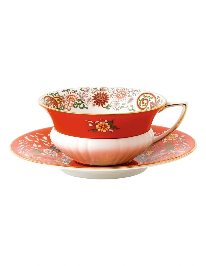Wedgwood Wonderlust Crimson Orient Teacup & Saucer Red 3 Wedgwood Wonderlust Crimson Orient Teacup & Saucer Red