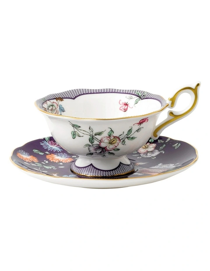 Wedgwood Wonderlust Midnight Crane Teacup & Saucer Purple 3 Wedgwood Wonderlust Midnight Crane Teacup & Saucer Purple