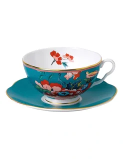 Wedgwood Paeonia Blush Teacup & Saucer Green