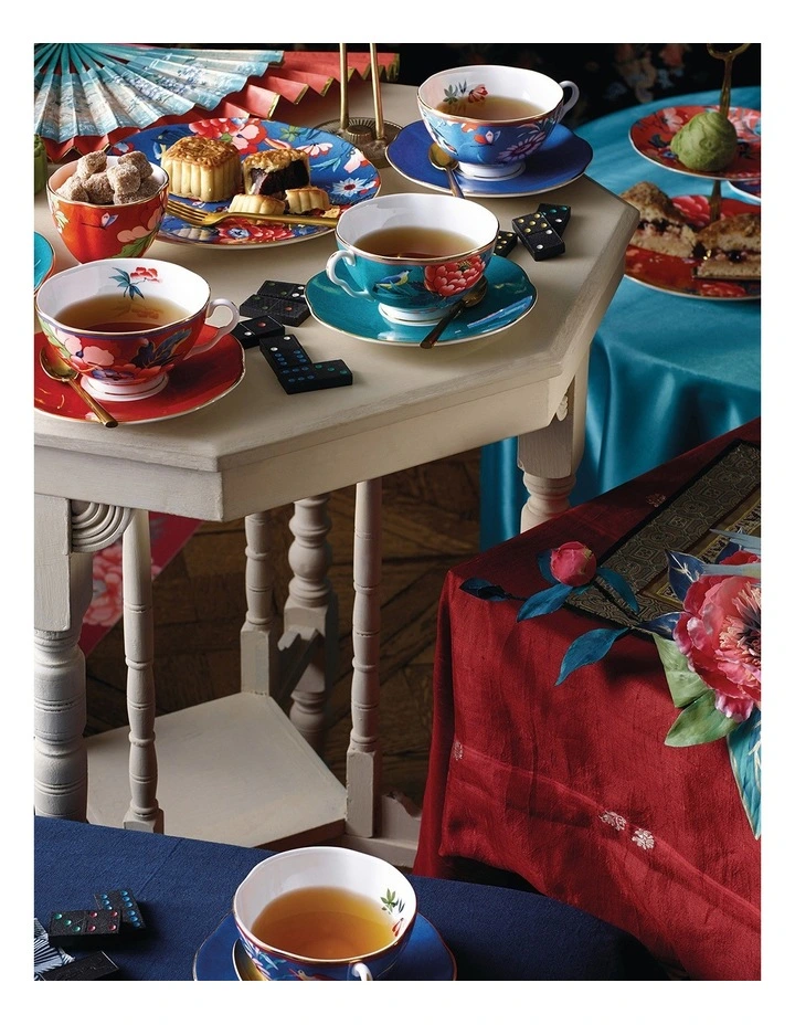 Wedgwood Paeonia Blush Teacup & Saucer Green 4 Wedgwood Paeonia Blush Teacup & Saucer Green - Image 2