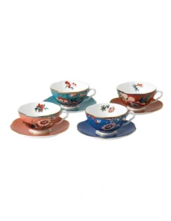 Wedgwood Paeonia Blush Teacup & Saucer Set Of 4