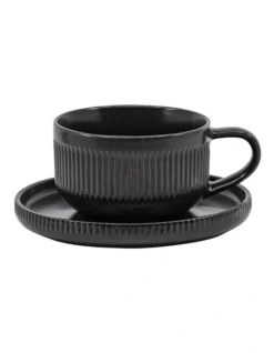 Brae Tea Cup & Saucer Set Black