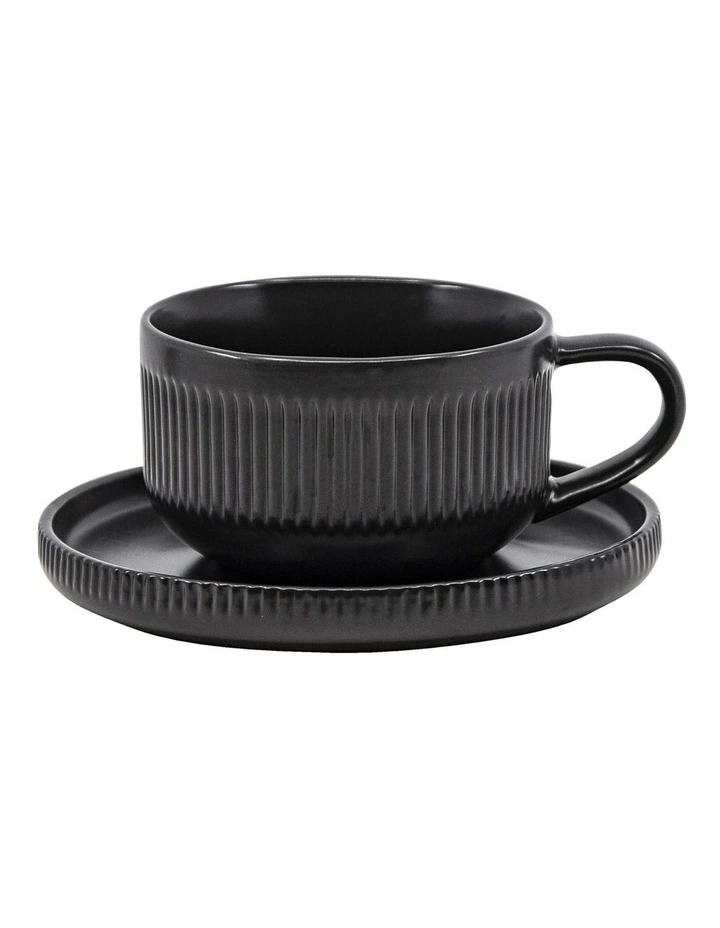 Brae Tea Cup & Saucer Set Black 3 Brae Tea Cup & Saucer Set Black