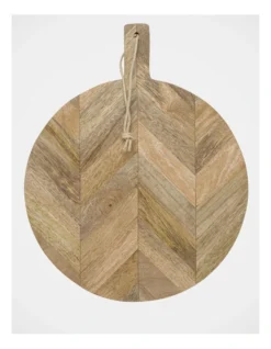 Heritage 40x30cm Herringbone Wood Round Paddle Board Natural