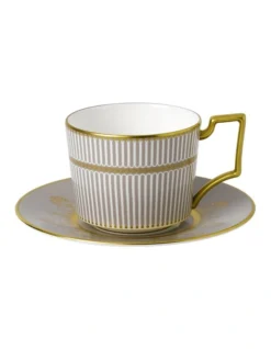 Wedgwood Anthemion Teacup & Saucer Grey
