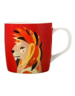 Maxwell & Williams Pete Cromer Wildlife 375ml Lion Mug Gift Boxed Red