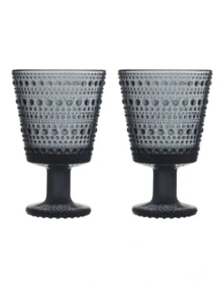Iittala Kastehelmi Universal Glass Set Of 2 Dark Grey