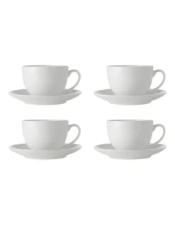 Maxwell & Williams White Basics Cup & Saucer 280ML Set Of 4