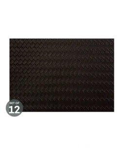 Maxwell & Williams Table Accents Leather Look Placemat 43x30cm Black Plait Set Of 12