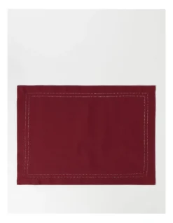 Heritage Elizabeth Hemstitch Placemat In Berry
