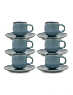 Hue Espresso Cup & Saucer 85ml Sage Set Of 6