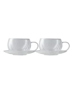 Maxwell & Williams Blend Set Of 2 270ml Double Wall Cup & Saucer