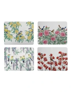Maxwell & Williams Royal Botanic Gardens Garden Friends 34x26.5cm Set Of 4 Gift Boxed Cork Back Placemat