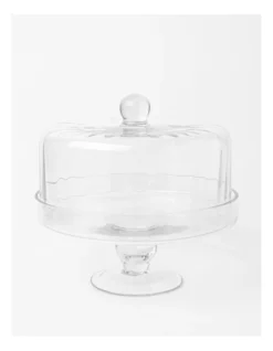 Heritage Ribbed Cake Dome And Stand 25.5x25cm