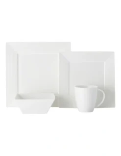 Casual White Evolve Square Dinner Set 16pc Gift Boxed