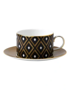 Wedgwood Gio Gold Teacup & Saucer Geometric
