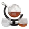 Whiskey Decanter Globe And Glass 2pc