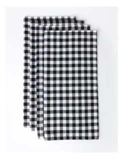 Heritage Gingham Napkin Set Of 4 In Black