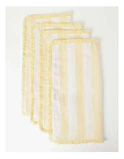 Fringed Linen Napkin Set Of 4 Wide Stripe In Yellow -Cutlery Shop 900877060 3 1 720x928