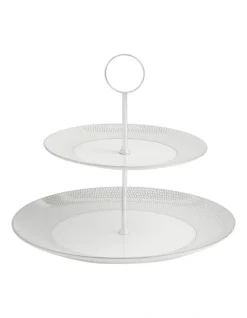 Wedgwood Gio Platinum 2 Tier Cake Stand In White