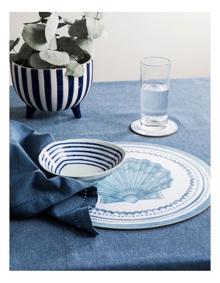 Scallop Round Placemat Set Of 4 Blue 4 Scallop Round Placemat Set Of 4 Blue - Image 2