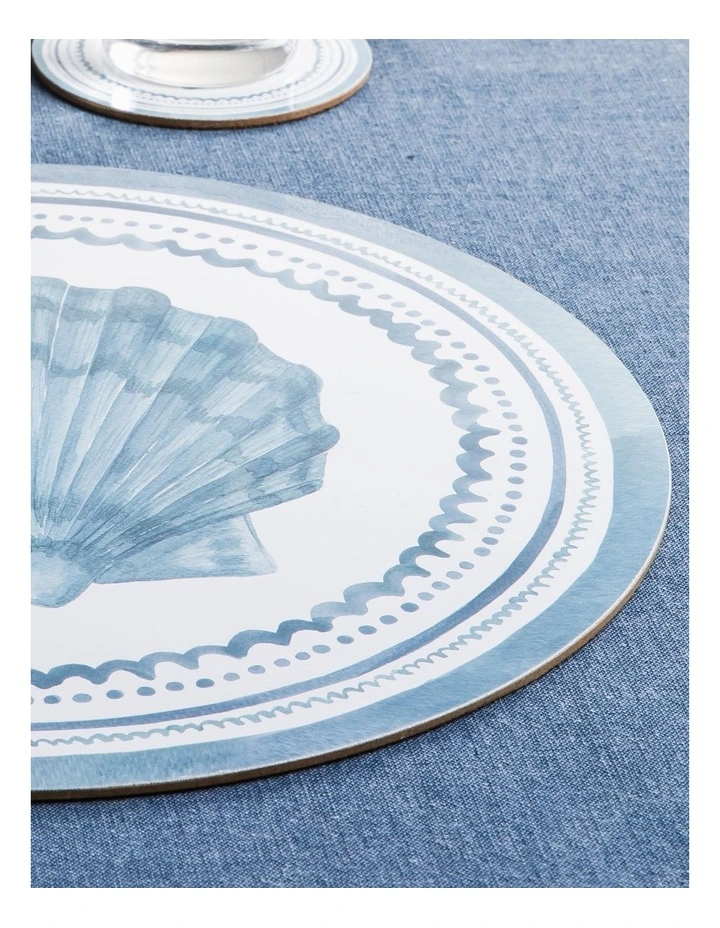Scallop Round Placemat Set Of 4 Blue 5 Scallop Round Placemat Set Of 4 Blue - Image 3