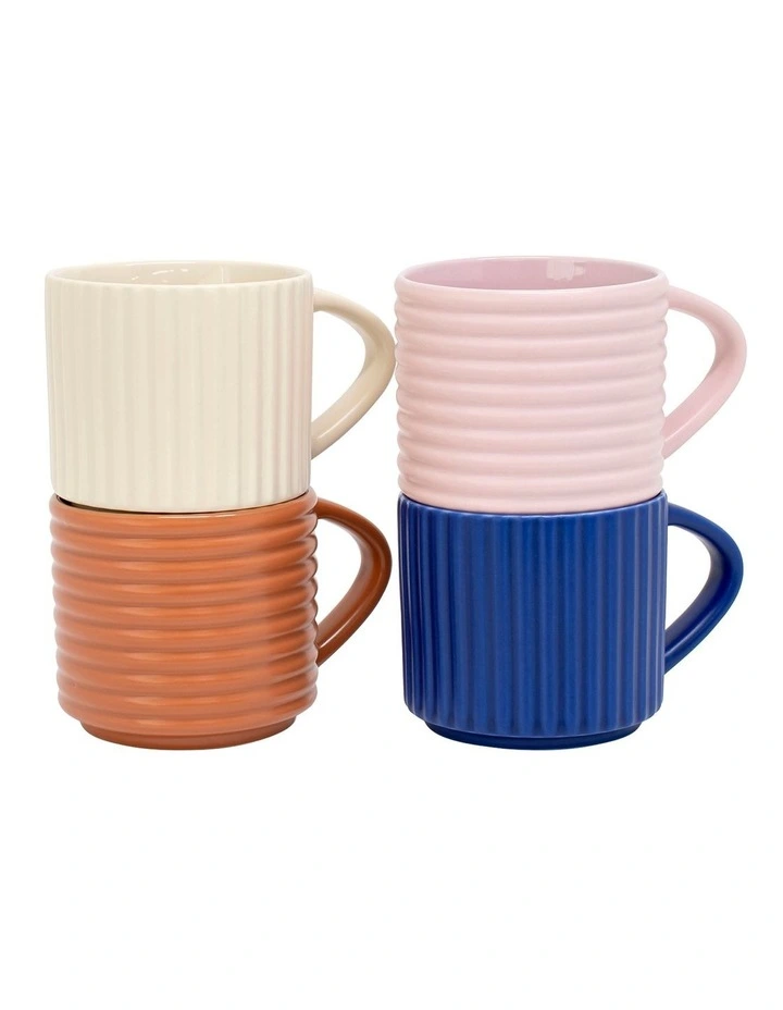 Oleta Ribb Mug 300ml Set Of 4 In Multi 3 Oleta Ribb Mug 300ml Set Of 4 In Multi