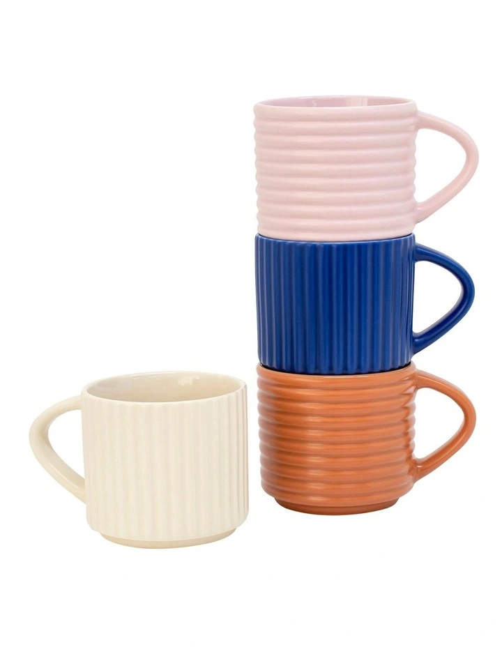 Oleta Ribb Mug 300ml Set Of 4 In Multi 4 Oleta Ribb Mug 300ml Set Of 4 In Multi - Image 2