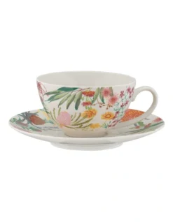 Maxwell & Williams Royal Botanic Gardens Native Blooms Coupe Cup & Saucer 200ML In Multi