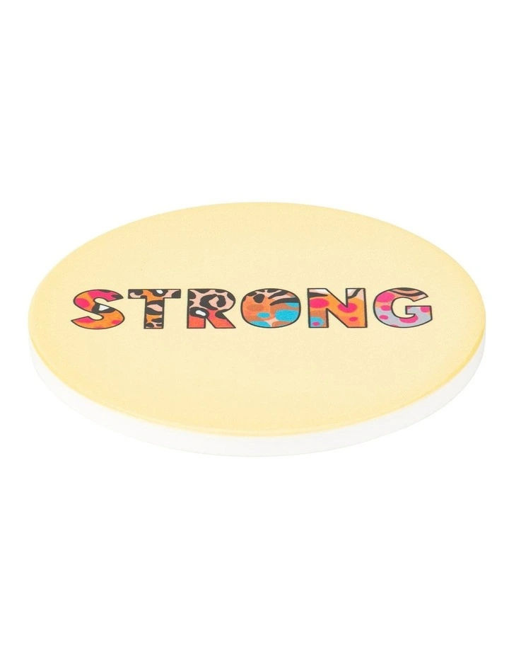 Maxwell & Williams Kasey Rainbow Be Fierce Ceramic Coaster 10cm Strong In Yellow 4 Maxwell & Williams Kasey Rainbow Be Fierce Ceramic Coaster 10cm Strong In Yellow - Image 2