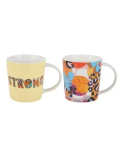 Maxwell & Williams Kasey Rainbow Be Fierce Strong Mug Set Of 2 380ML Gift Boxed In Multi