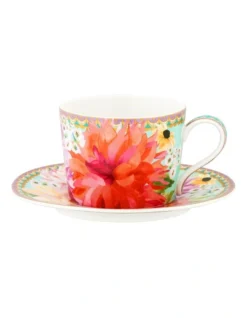 Maxwell & Williams Teas & C's Dahlia Daze Cup & Saucer 240ML Gift Boxed In Multi