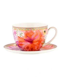 Maxwell & Williams Teas & C's Dahlia Daze Breakfast Cup & Saucer 480ml Gift Boxed In Multi