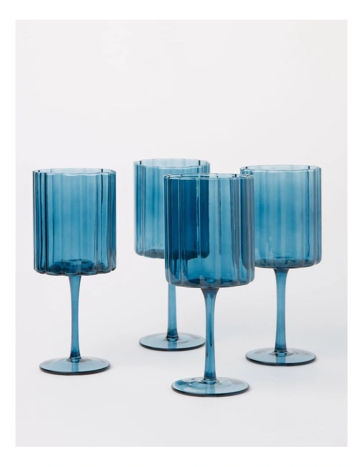 Ambiance White Wine Glass Set Of 4 In Blue 3 Ambiance White Wine Glass Set Of 4 In Blue