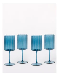 Ambiance Red Wine Glass Set Of 4 In Blue