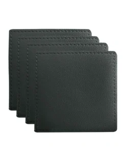 Maxwell & Williams Table Accents Leather Coaster 10x10cm Set Of 4 In Charcoal