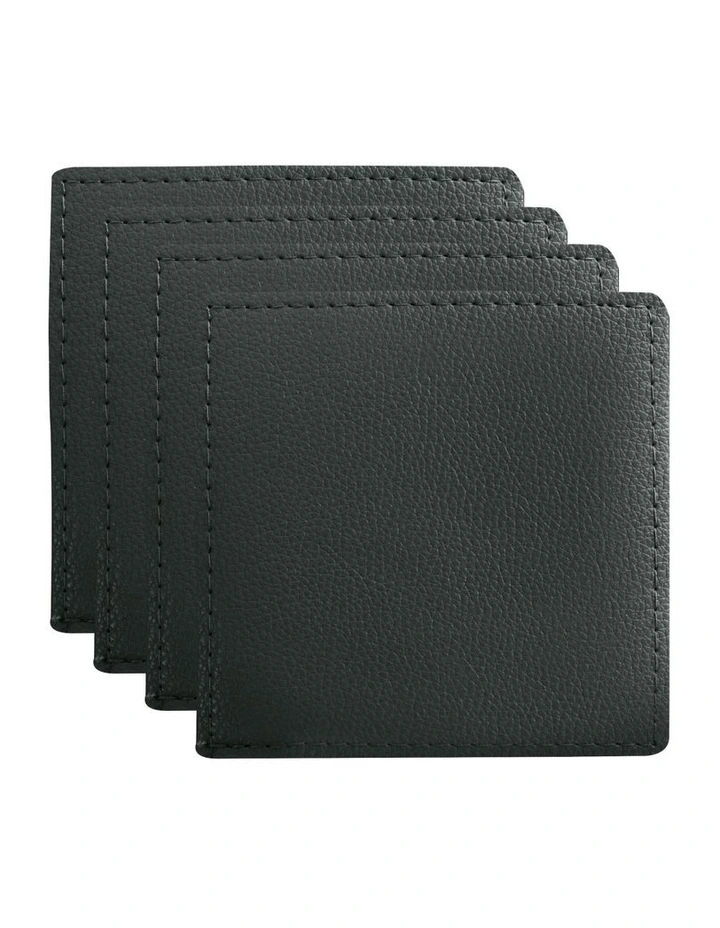 Maxwell & Williams Table Accents Leather Coaster 10x10cm Set Of 4 In Charcoal 3 Maxwell & Williams Table Accents Leather Coaster 10x10cm Set Of 4 In Charcoal