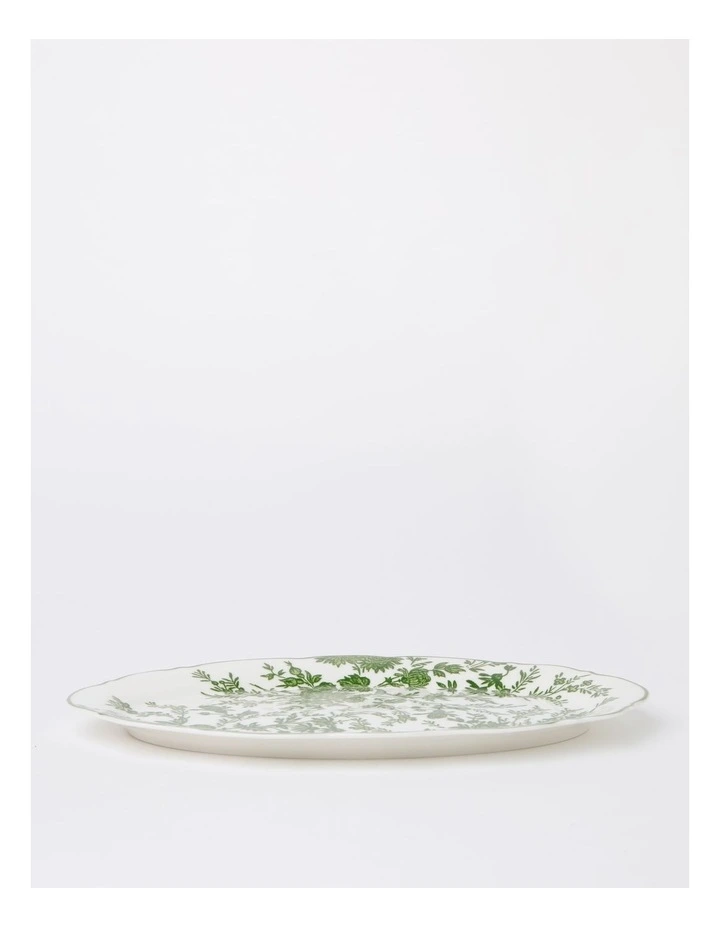 Heritage Green Toile Floral Oval Platter Scalloped 35.7cm In Green 3 Heritage Green Toile Floral Oval Platter Scalloped 35.7cm In Green