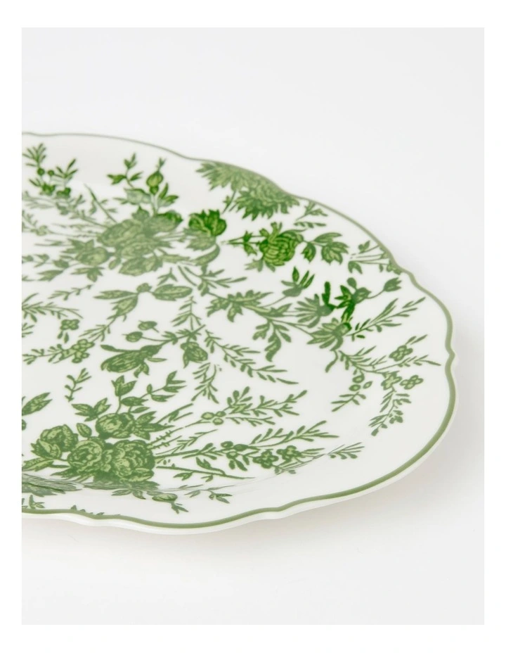 Heritage Green Toile Floral Oval Platter Scalloped 35.7cm In Green 5 Heritage Green Toile Floral Oval Platter Scalloped 35.7cm In Green - Image 3